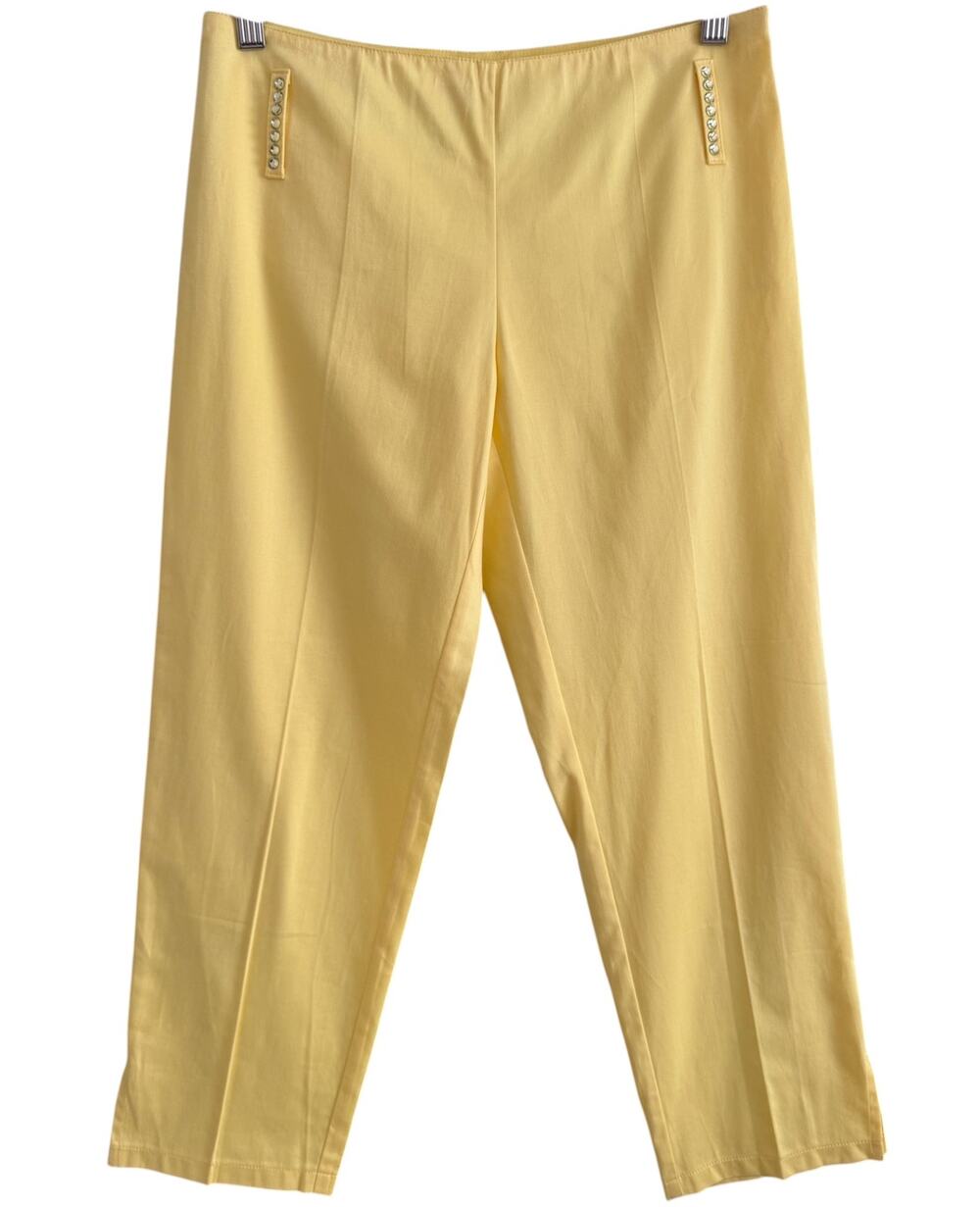 Blugirl Blumarine Y2K Vintage Capri Pants Rhinestone Butter Yellow US 4 IT40